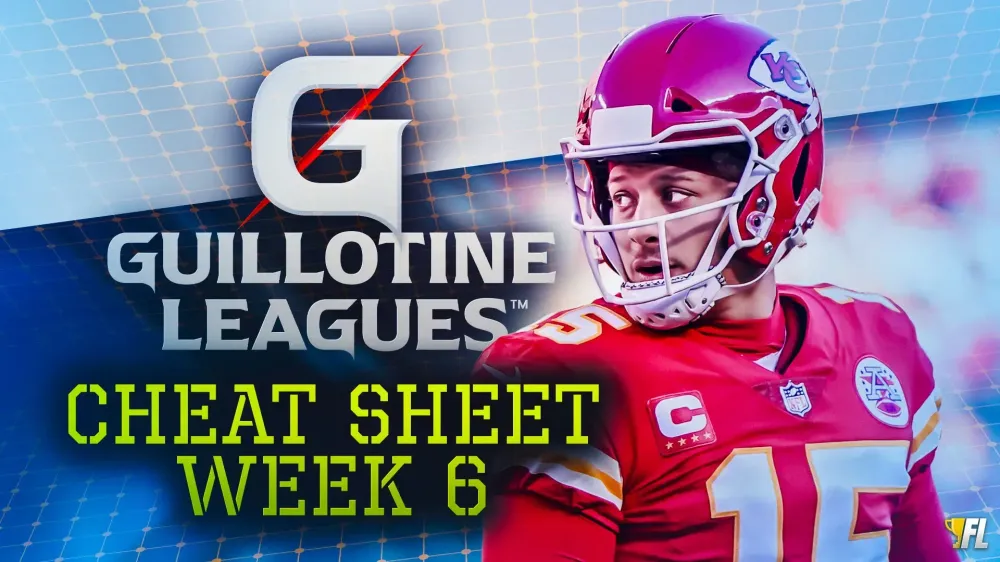 Guillotine Leagues™️ Cheat Sheet For Week 6: Bench Patrick Mahomes?