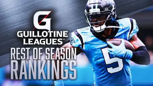 Week 10 Guillotine Leagues™ Rankings For Startups: Rico Dowdle, Brock Bowers, and More